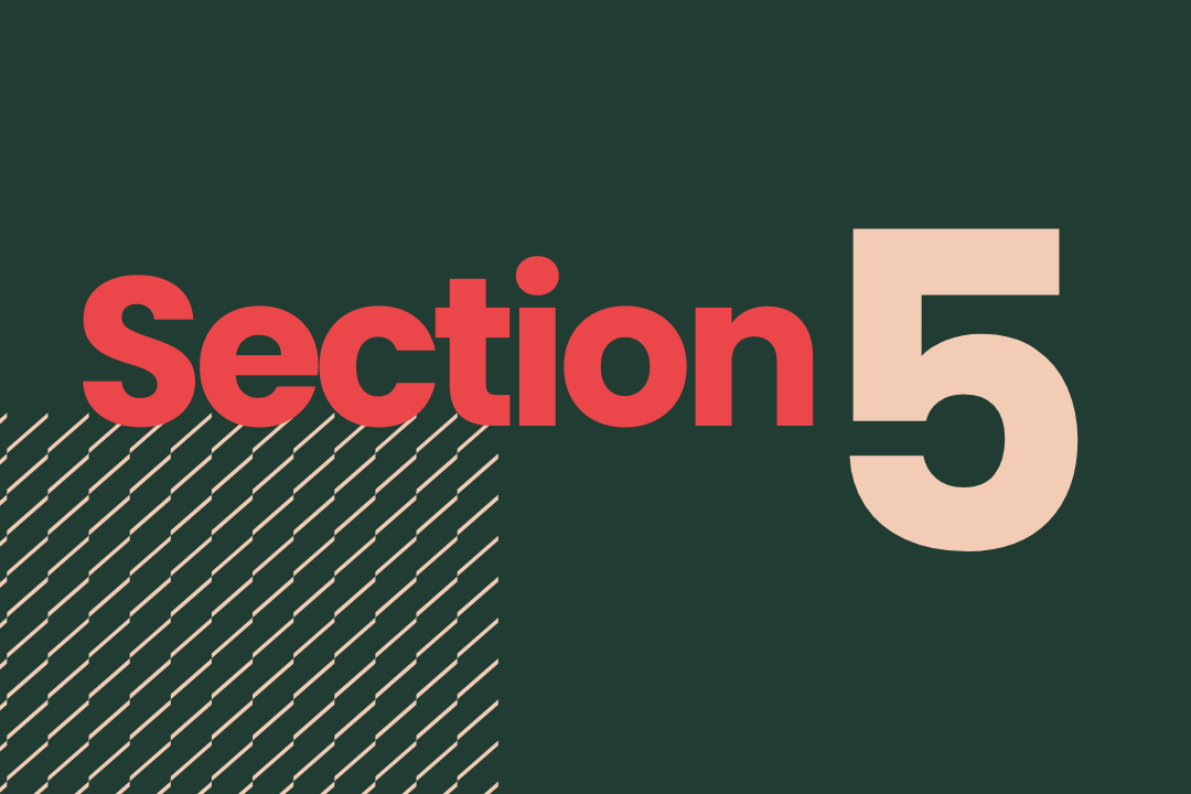 a section marker for section 5 in green and peach
