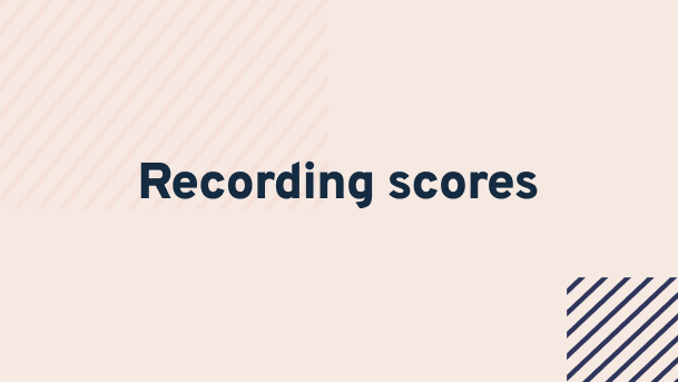 a banner for recording scores in the inspection service in peach and blue