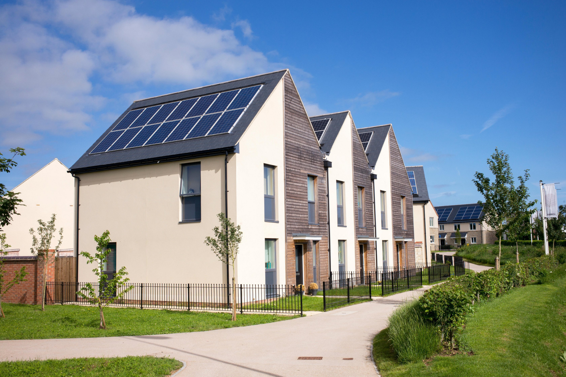 a photo of the new build houses in bicester's new eco town