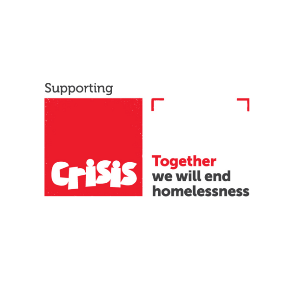 the crisis charity logo in red and black on a white background