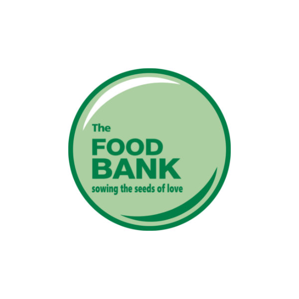 the food bank logo in light and dark green on a white background