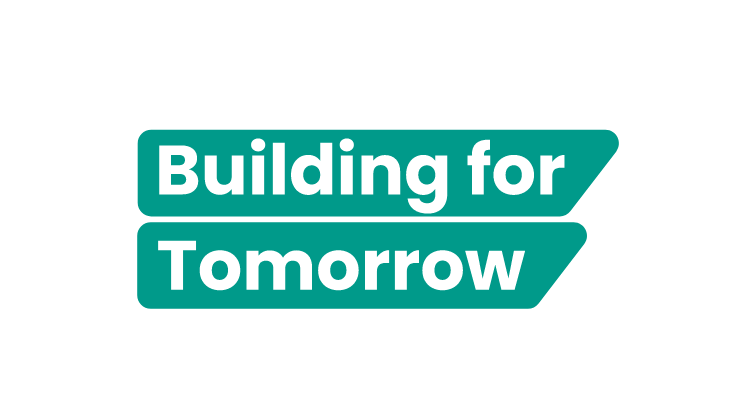 the building for tomorrow 2024 logo in green and white