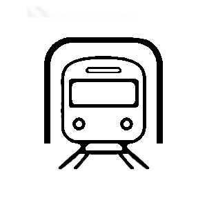 black line drawing of underground train face