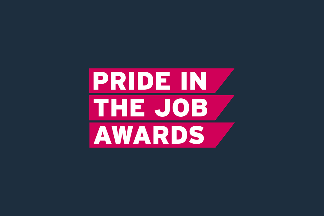 the pride in the job 2021 logo, written in bold, white letters on a magenta block