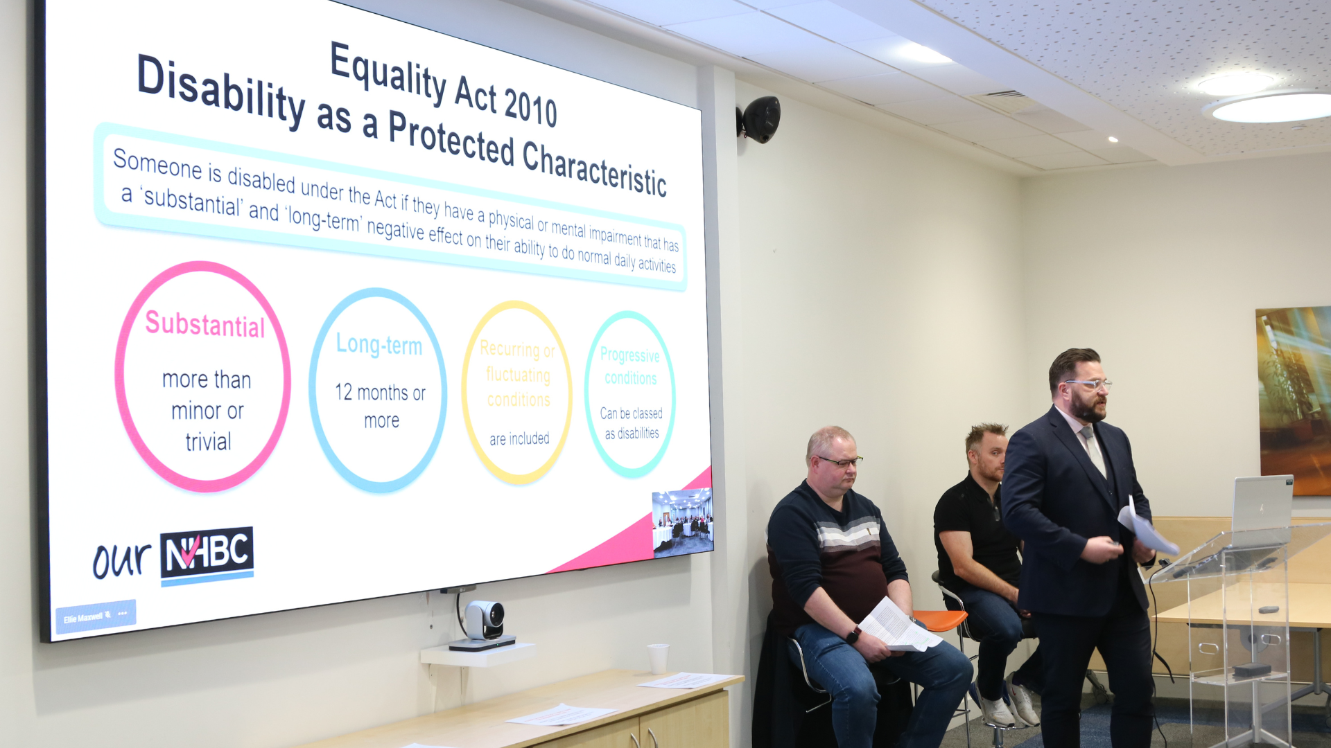 a photo of an nhbc talk covering the equality act