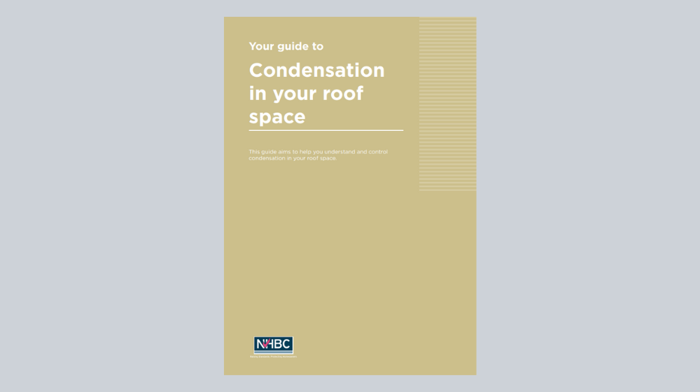 the cover for the guide to condensation in your roof space in yellow and white