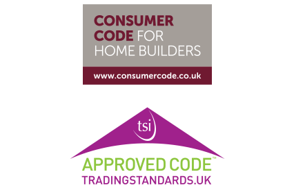 the logo for the consumer code for home builders above the logo for trading standards