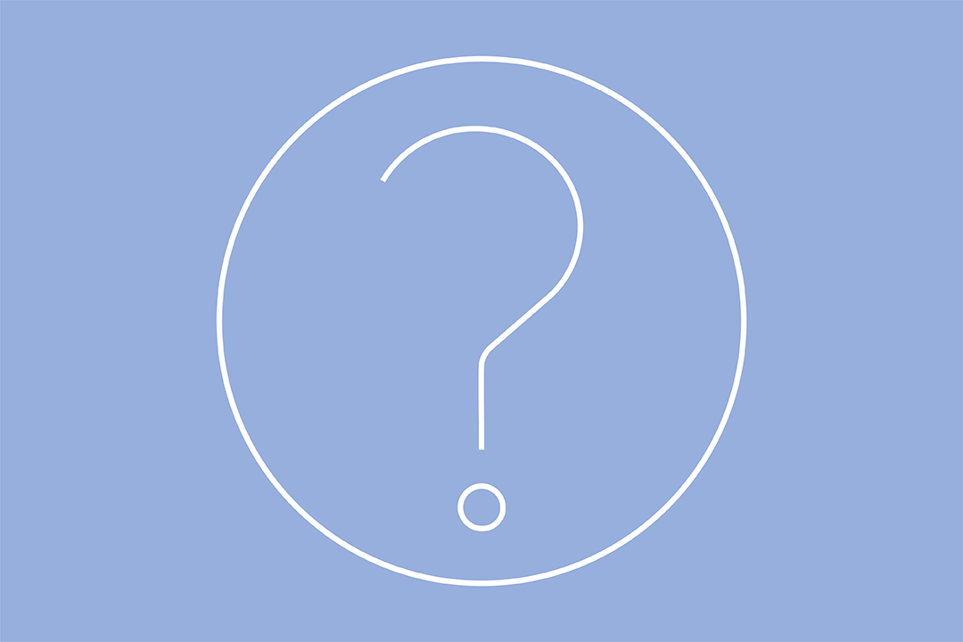a blue background showing the white outline of a circle with a question mark in the middle