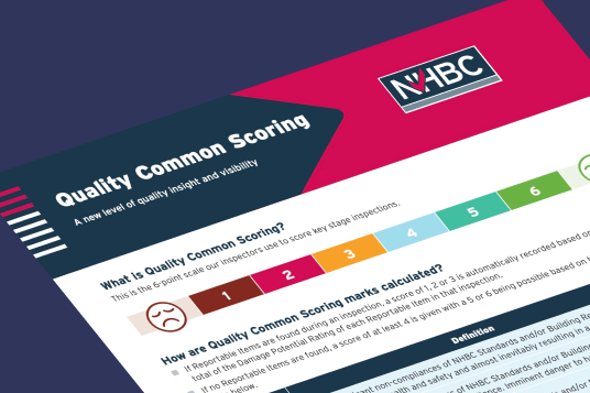 a graphic showing the quality common scoring sheet used by nhbc