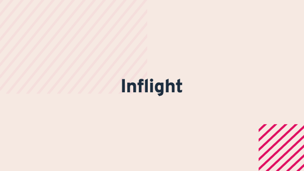 a banner for the inflight stage of the inspection service in peach, blue and pink