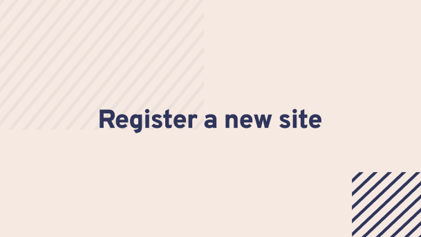 a banner showing how to register a new site with nhbc in peach and blue