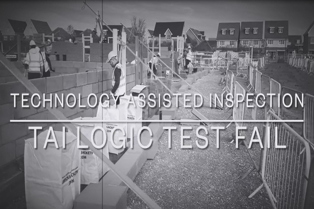 a black and white frame of the TAI video showing a failed test