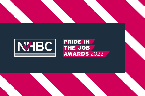 PiJ 2022 banner in pink, navy and white with the nhbc logo