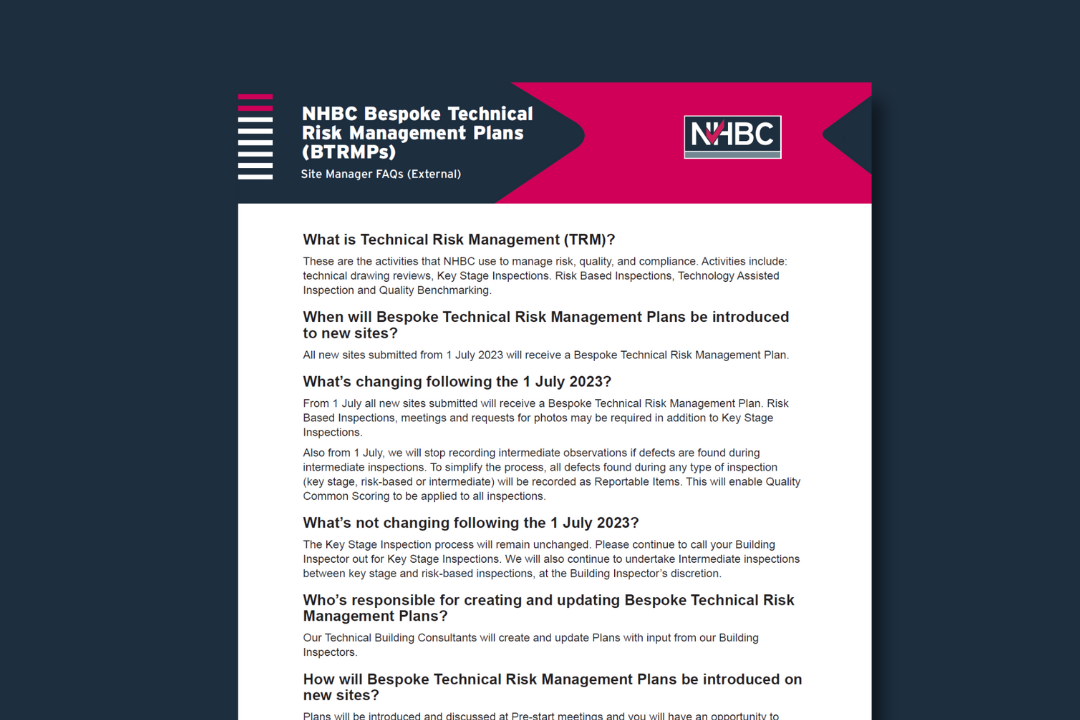 the second version of the site manager faq document from nhbc