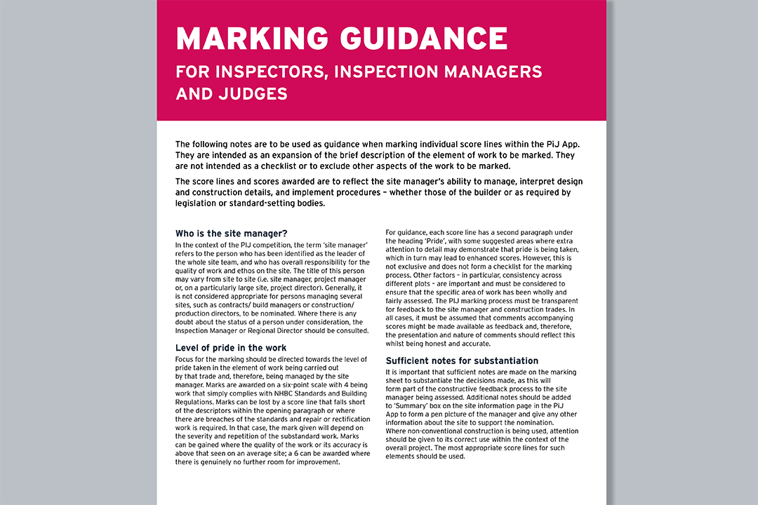 screenshot of PiJ Best Practice Guides, Marking Guidance