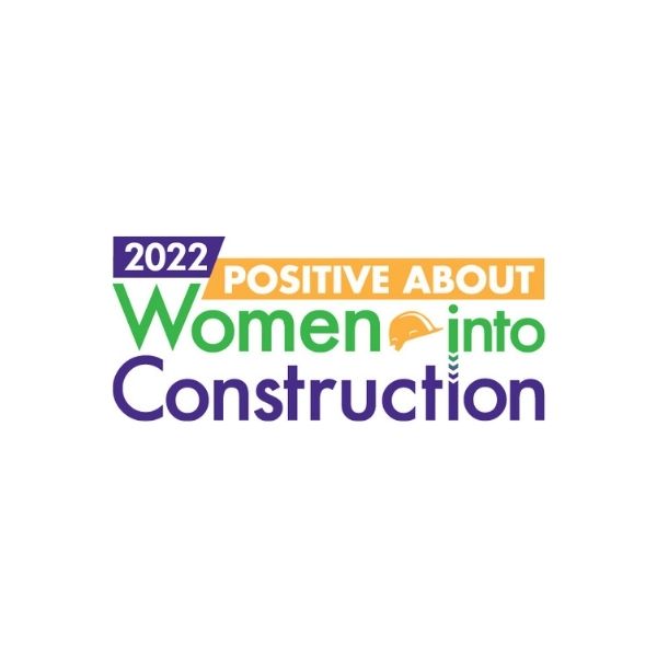 the women in construction logo in purple, green and yellow